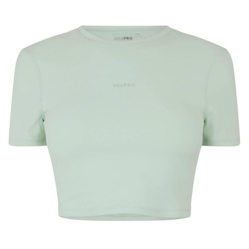 USA Pro Womens/Ladies Slim Workout Crop T-Shirt / Pistachio